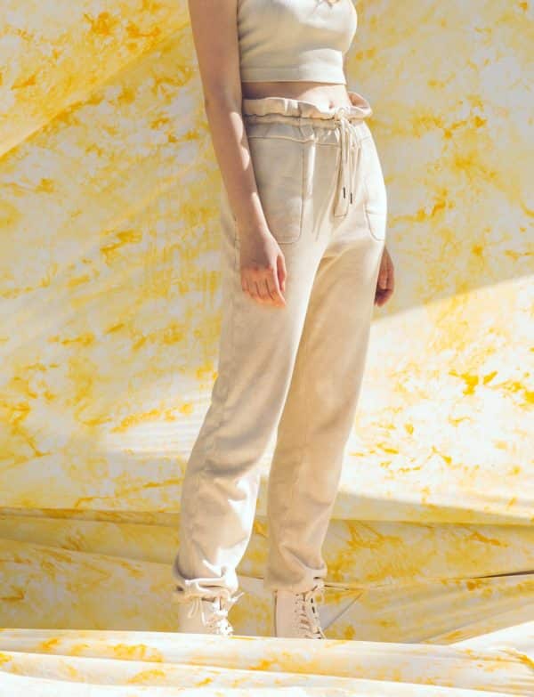 Natural Tie Bleach Crop Terry Jogger